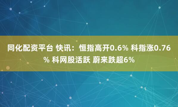 同化配资平台 快讯：恒指高开0.6% 科指涨0.76% 科网股活跃 蔚来跌超6%